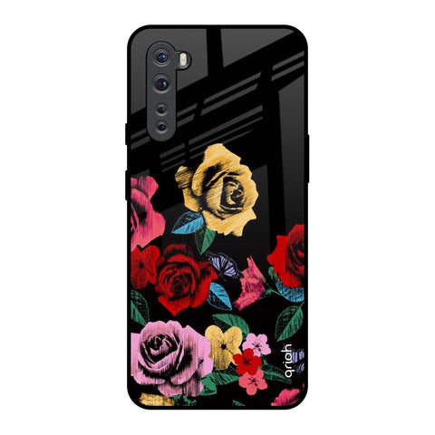 Floral Decorative OnePlus Nord Glass Back Cover Online