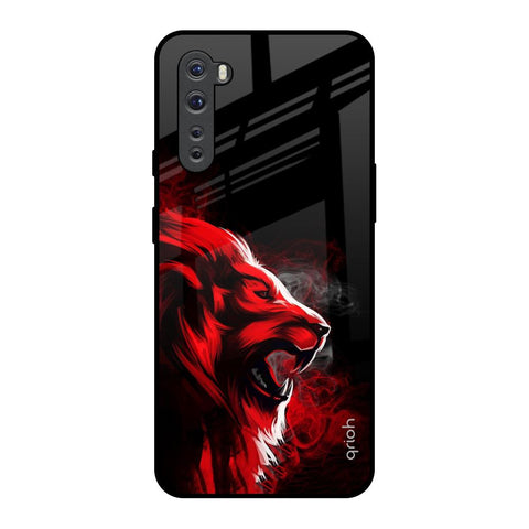 Red Angry Lion OnePlus Nord Glass Back Cover Online