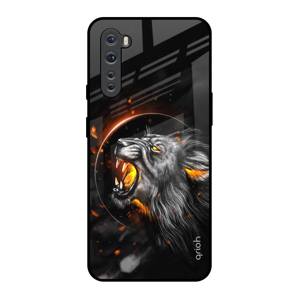 Aggressive Lion OnePlus Nord Glass Back Cover Online