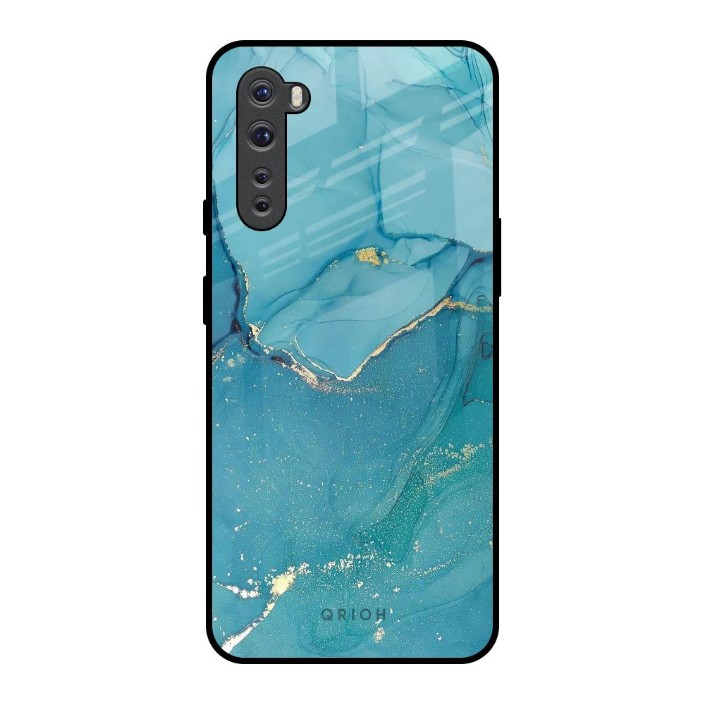 Blue Golden Glitter OnePlus Nord Glass Back Cover Online
