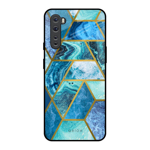 Turquoise Geometrical Marble OnePlus Nord Glass Back Cover Online