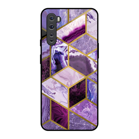 Purple Rhombus Marble OnePlus Nord Glass Back Cover Online