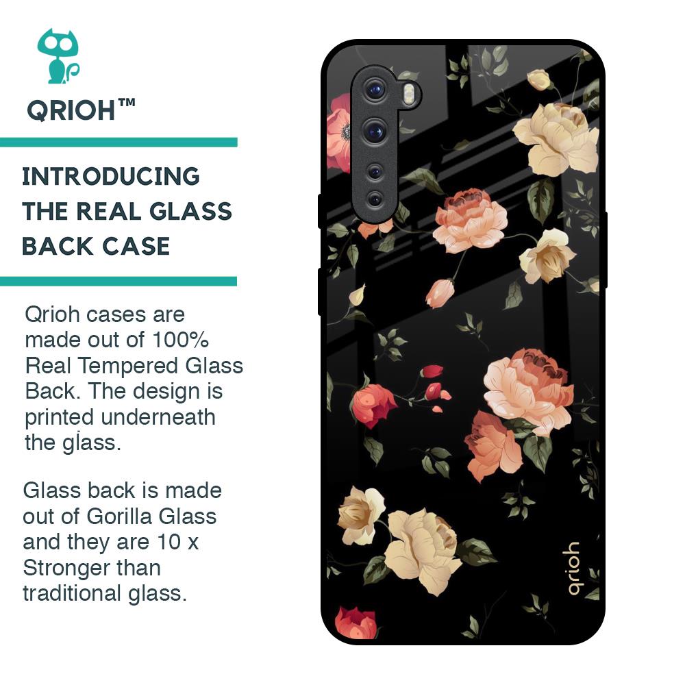 Black Spring Floral Glass Case for OnePlus Nord