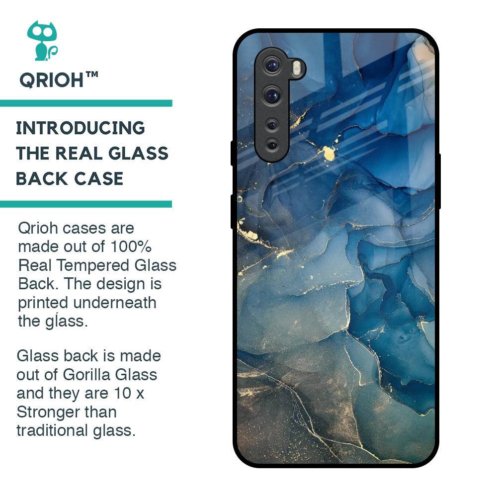 Blue Cool Marble Glass Case for OnePlus Nord