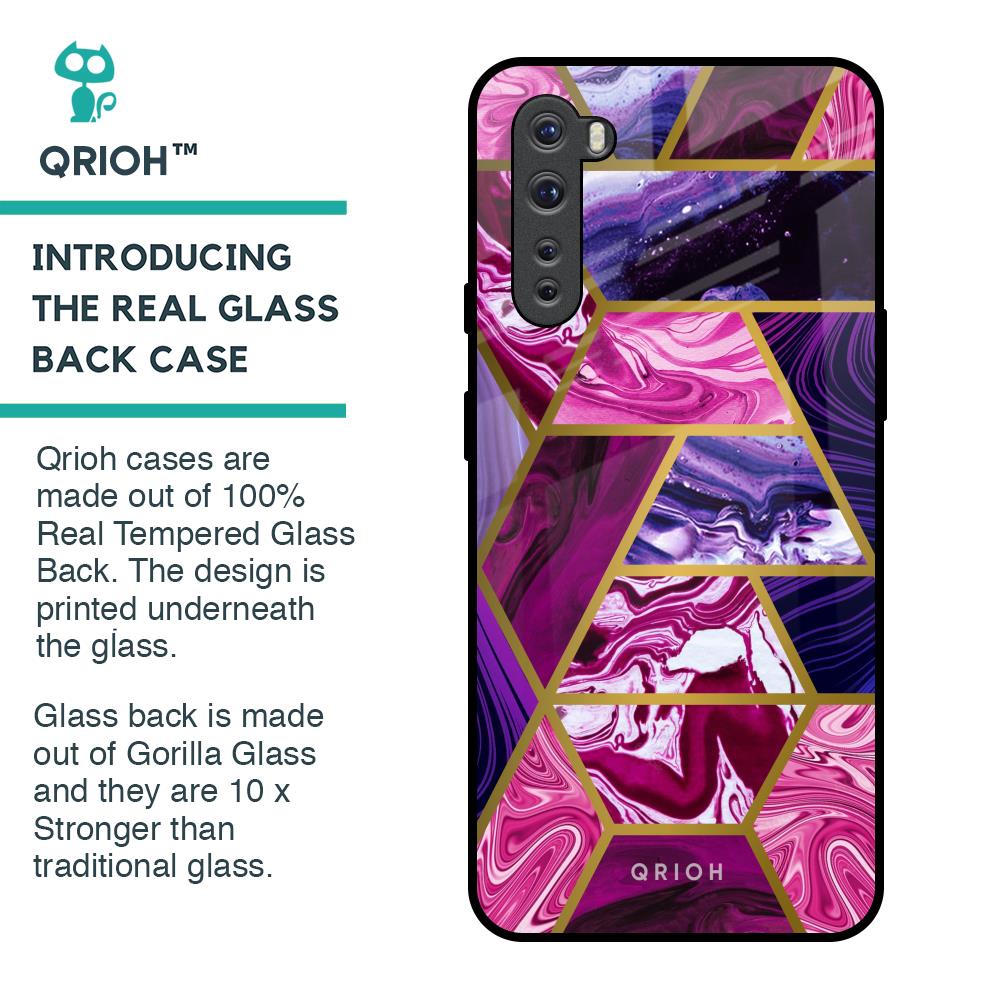 Electroplated Geometric Marble Glass Case for OnePlus Nord