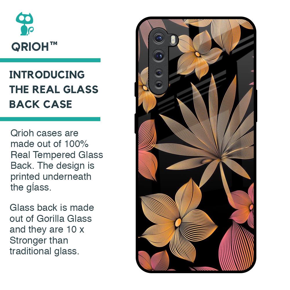 Lines Pattern Flowers Glass Case for OnePlus Nord