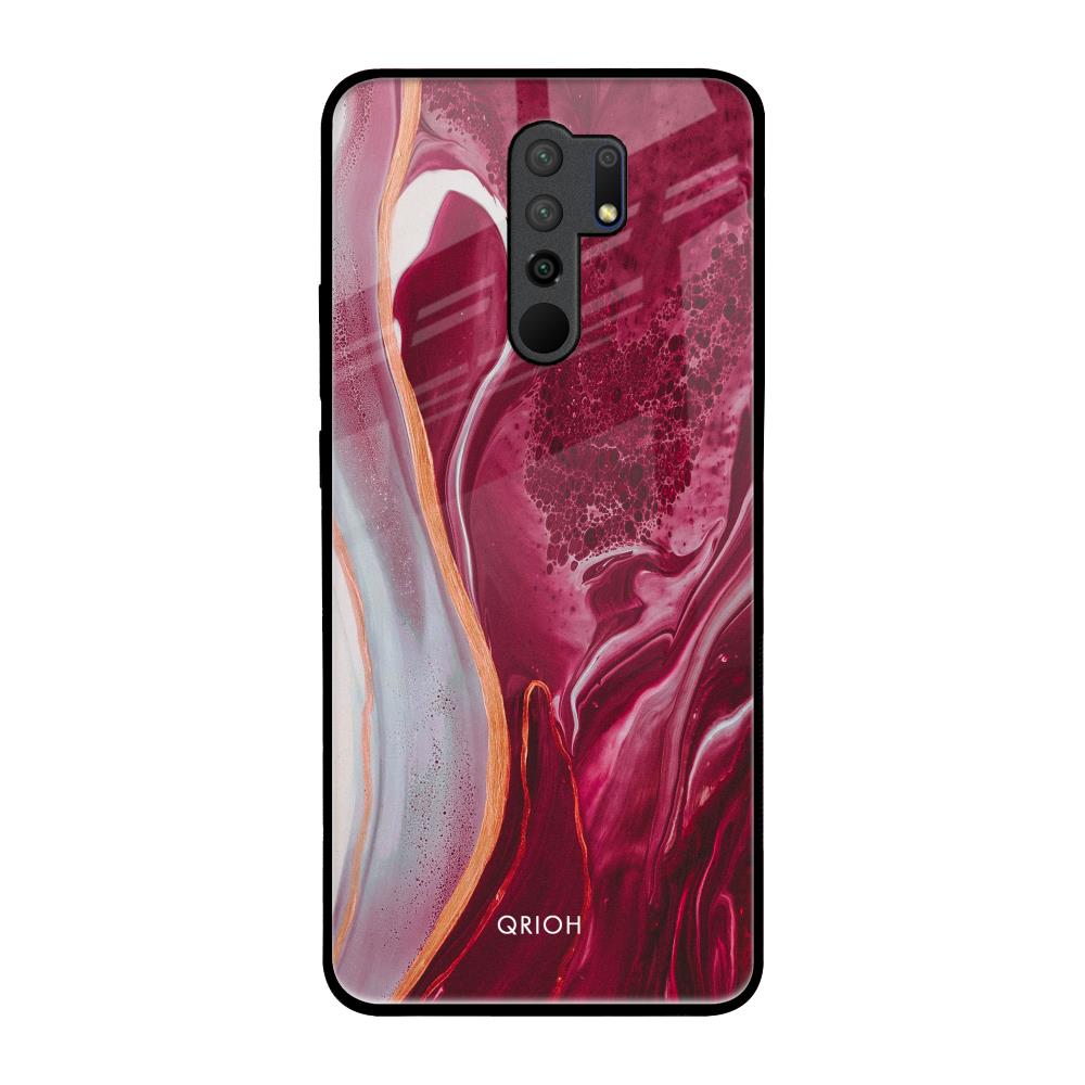 Crimson Ruby Redmi 9 prime Glass Back Cover Online