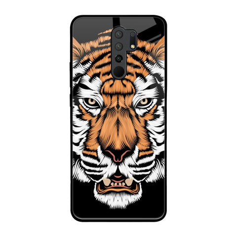 Angry Tiger Redmi 9 prime Glass Back Cover Online