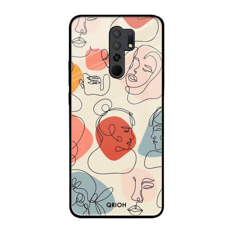 Abstract Faces Redmi 9 prime Glass Back Cover Online