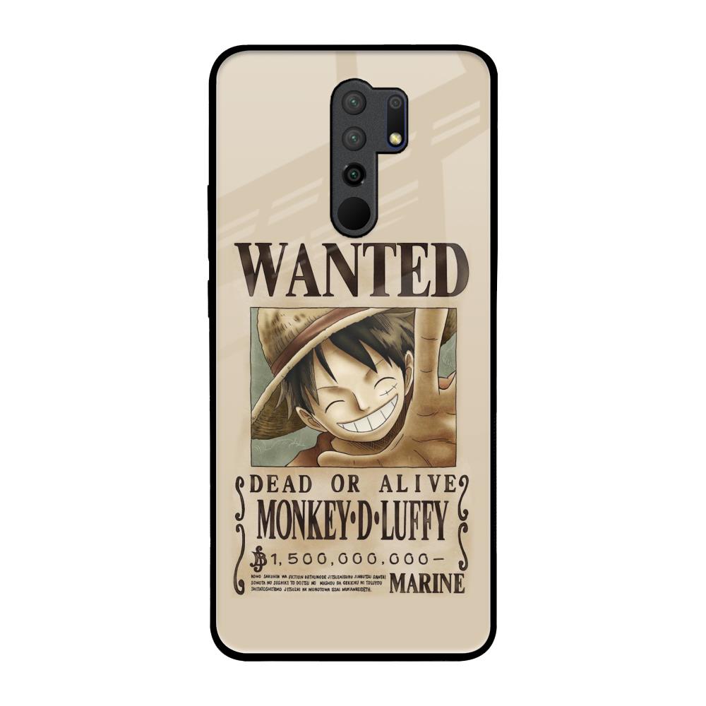Luffy Wanted Redmi 9 prime Glass Back Cover Online