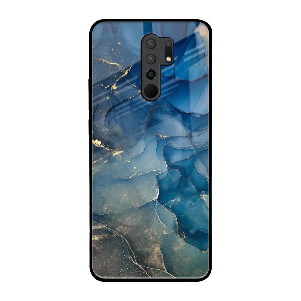 Blue Cool Marble Redmi 9 prime Glass Back Cover Online