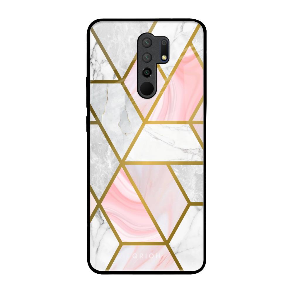 Geometrical Marble Redmi 9 prime Glass Back Cover Online