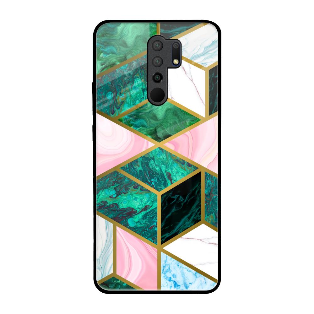 Seamless Green Marble Redmi 9 prime Glass Back Cover Online