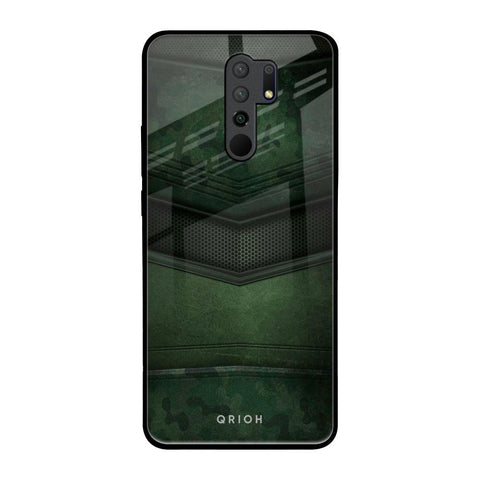 Green Leather Redmi 9 prime Glass Back Cover Online