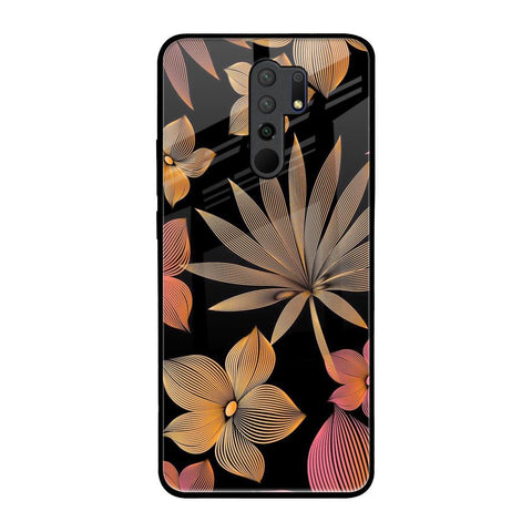 Lines Pattern Flowers Redmi 9 prime Glass Back Cover Online