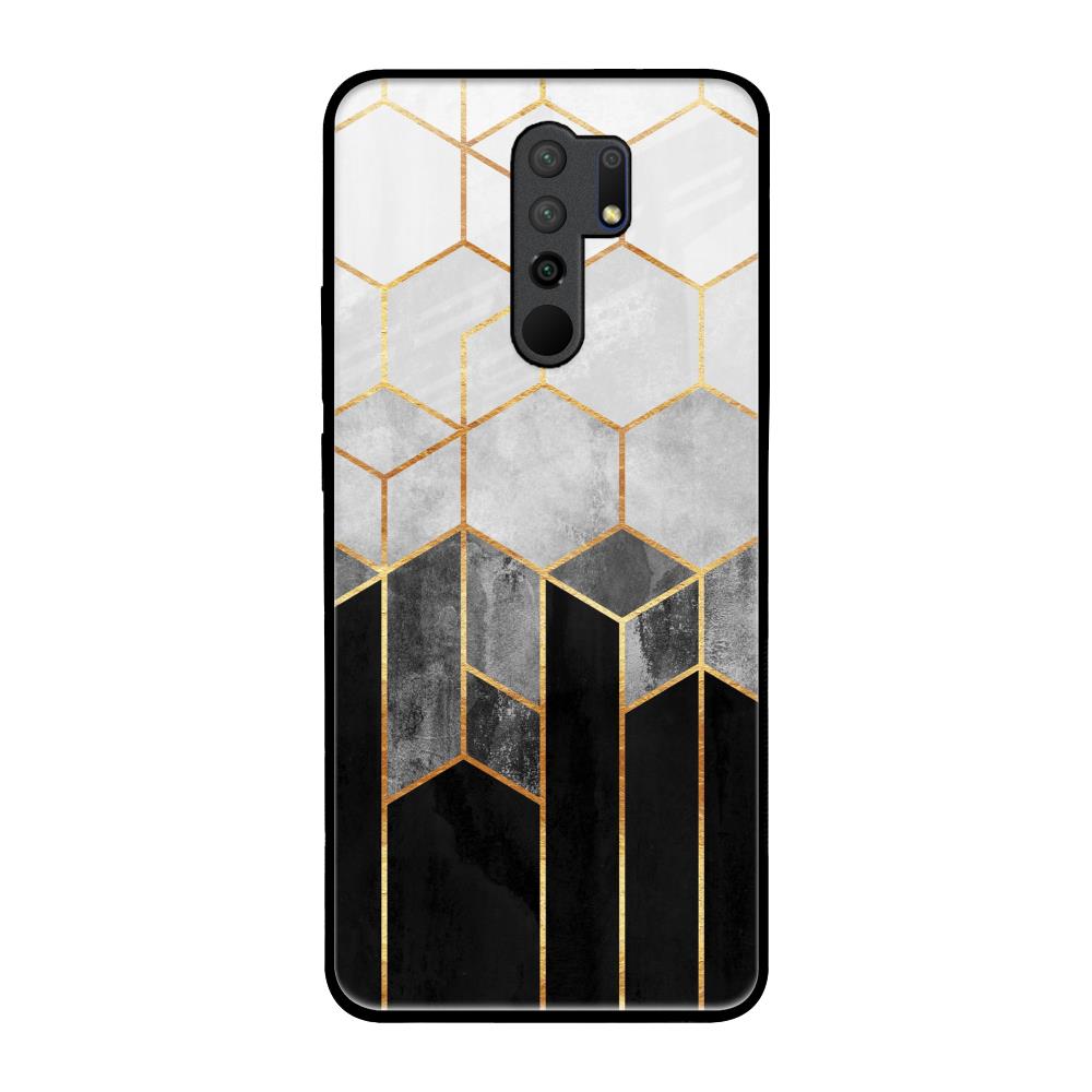 Tricolor Pattern Redmi 9 prime Glass Back Cover Online