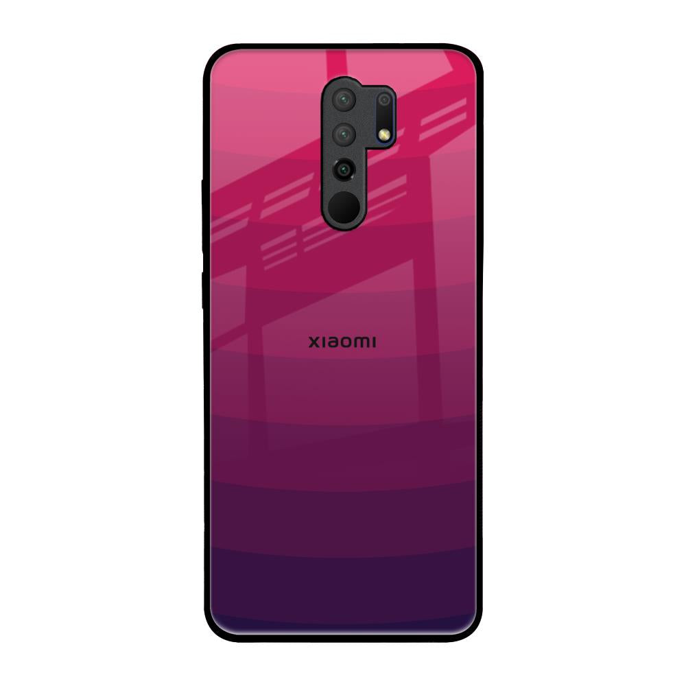 Wavy Pink Pattern Redmi 9 prime Glass Back Cover Online