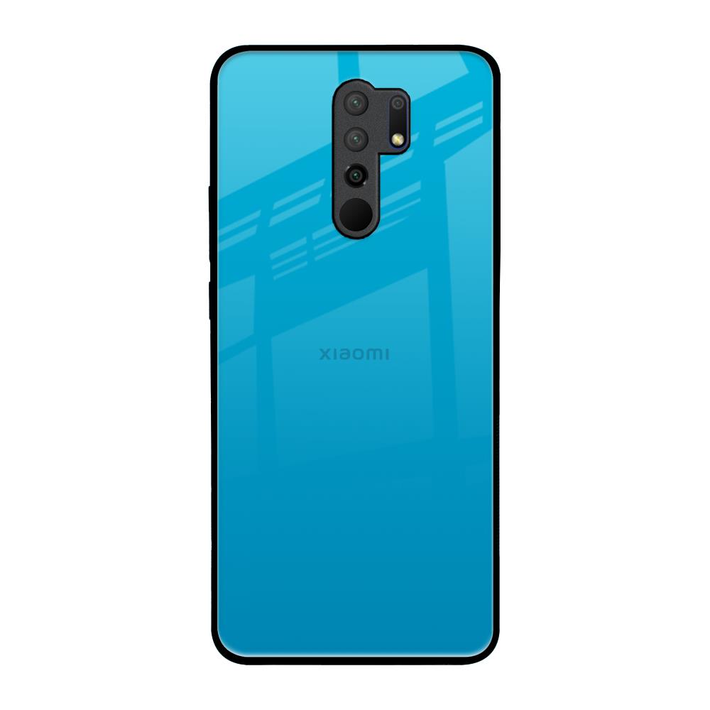 Blue Aqua Redmi 9 prime Glass Back Cover Online