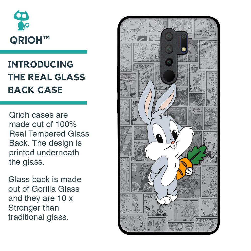 Cute Baby Bunny Glass Case for Redmi 9 prime