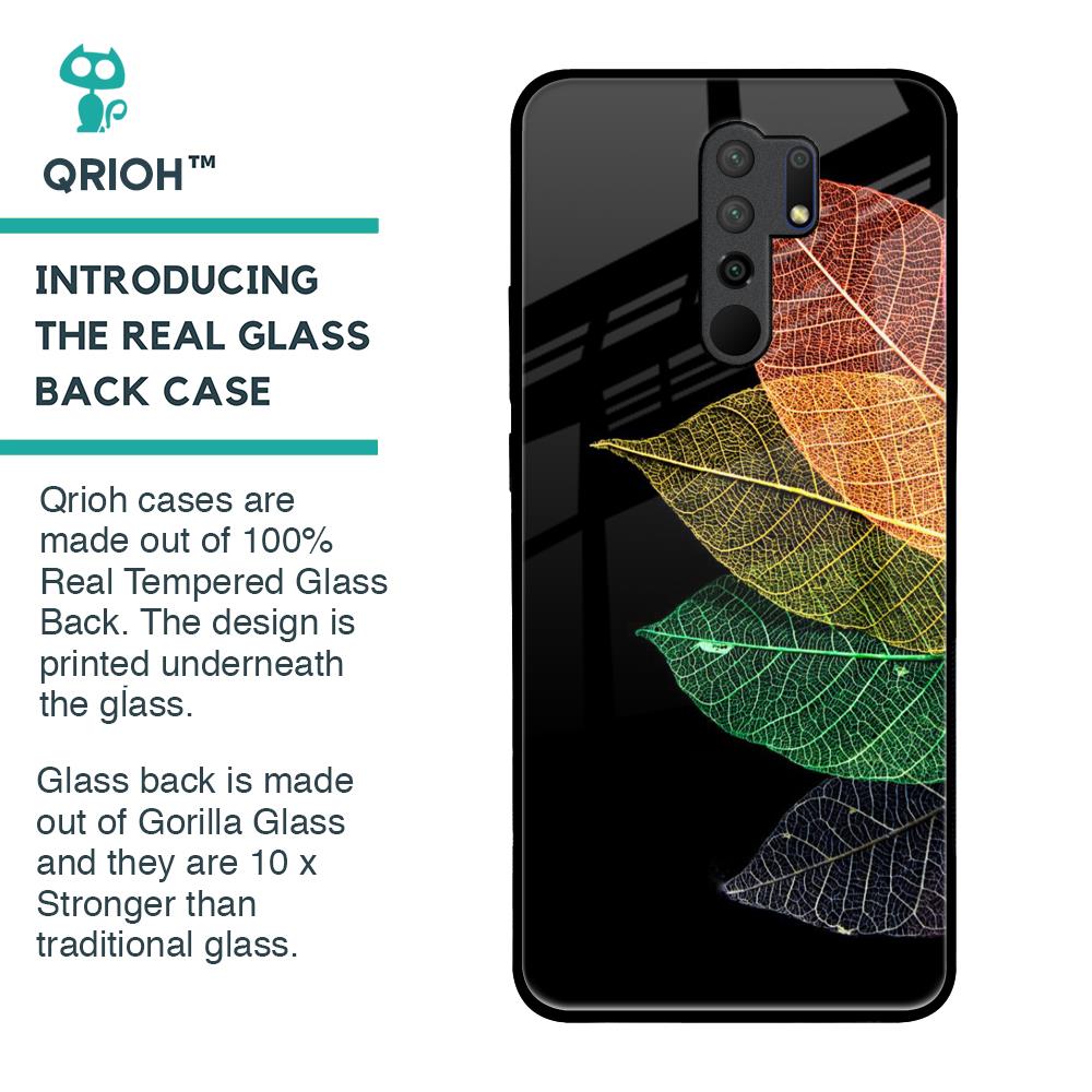 Colorful Leaves Glass Case for Redmi 9 prime