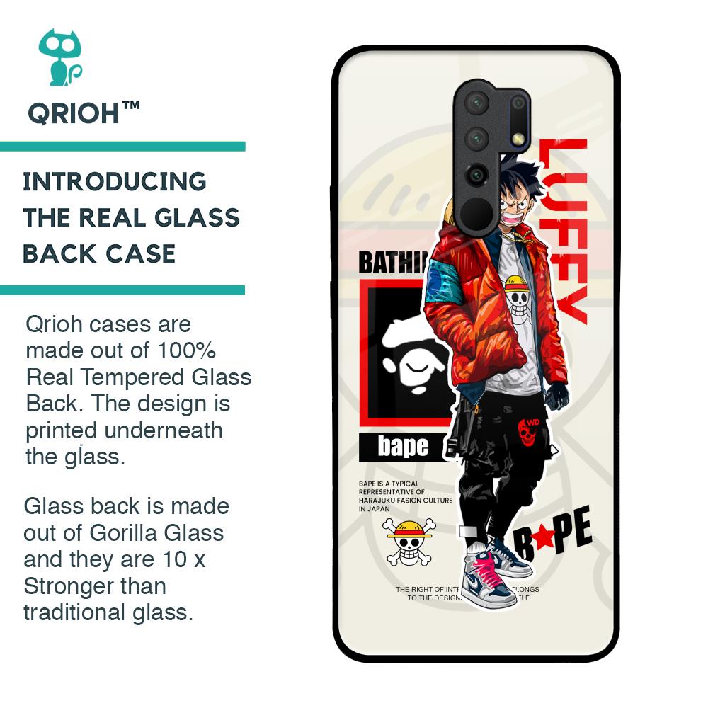 Bape Luffy Glass Case for Redmi 9 prime