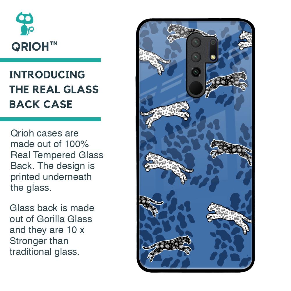 Blue Cheetah Glass Case for Redmi 9 prime