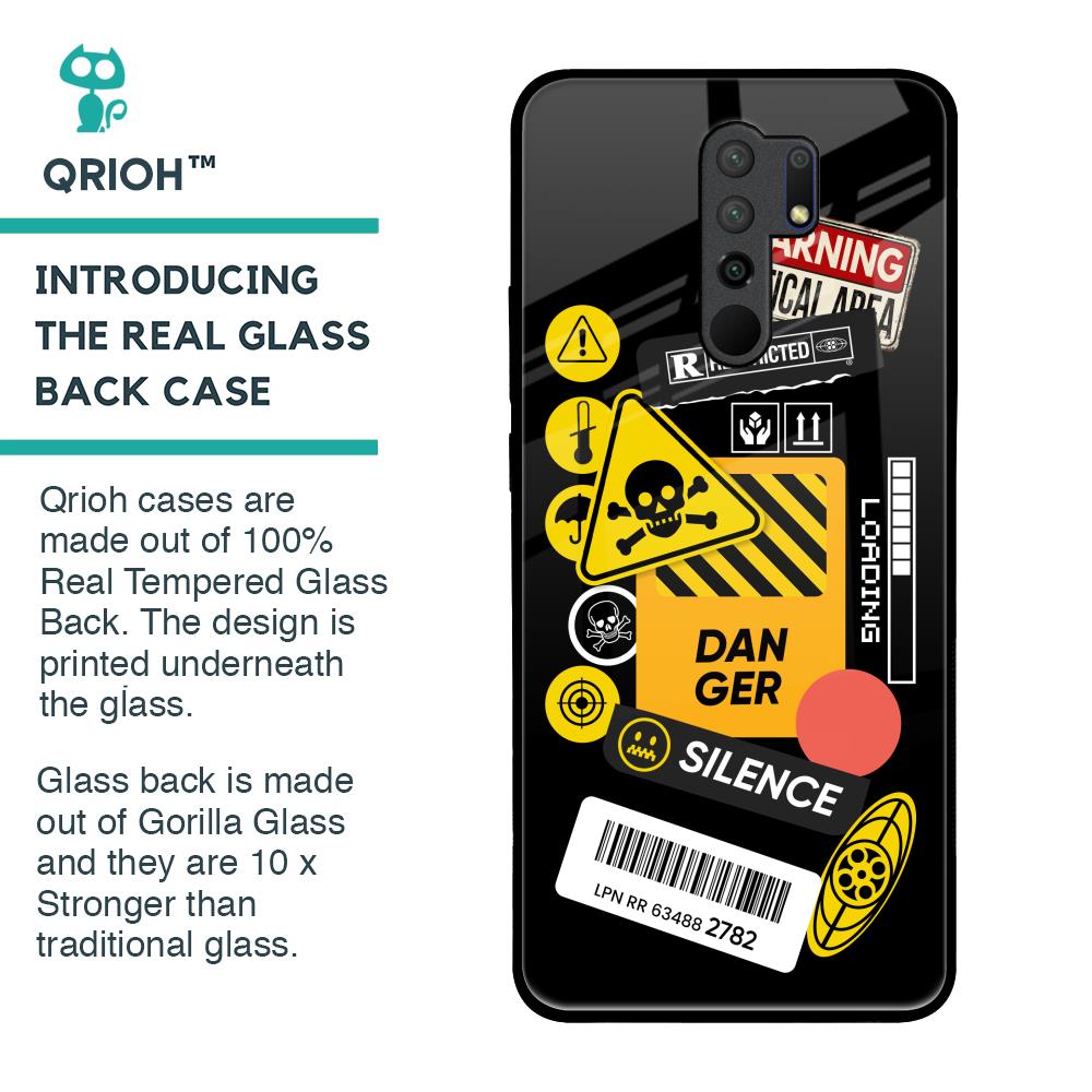 Danger Signs Glass Case for Redmi 9 prime