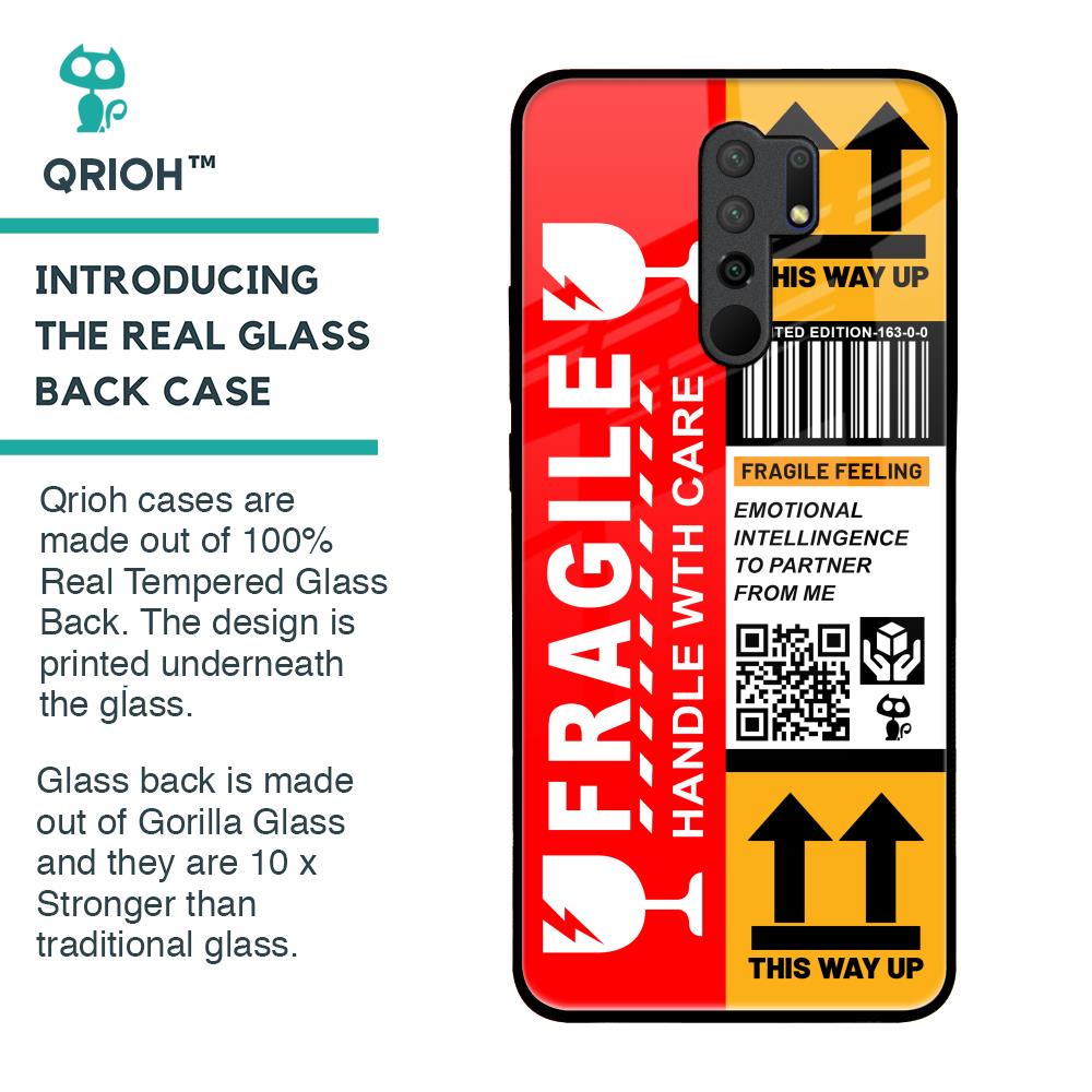 Handle With Care Glass Case for Redmi 9 prime