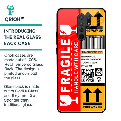 Handle With Care Glass Case for Redmi 9 prime
