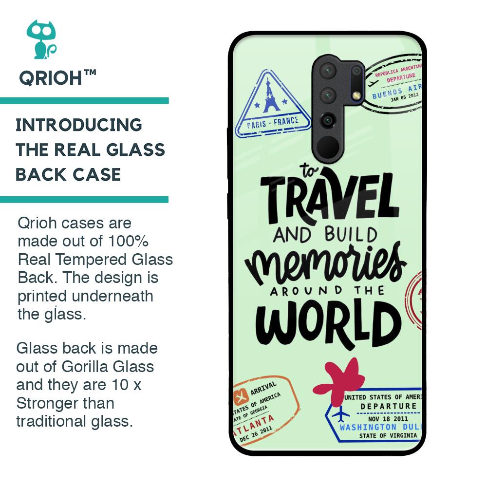 Travel Stamps Glass Case for Redmi 9 prime