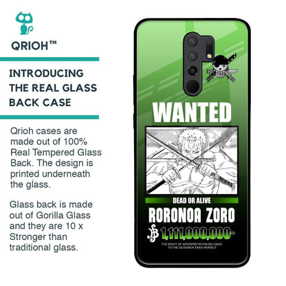 Zoro Wanted Glass Case for Redmi 9 prime
