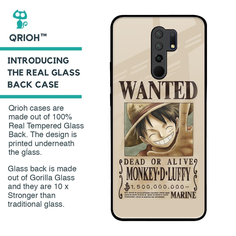 Luffy Wanted Glass Case for Redmi 9 prime