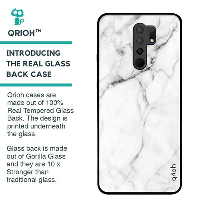 Modern White Marble Glass Case for Redmi 9 prime