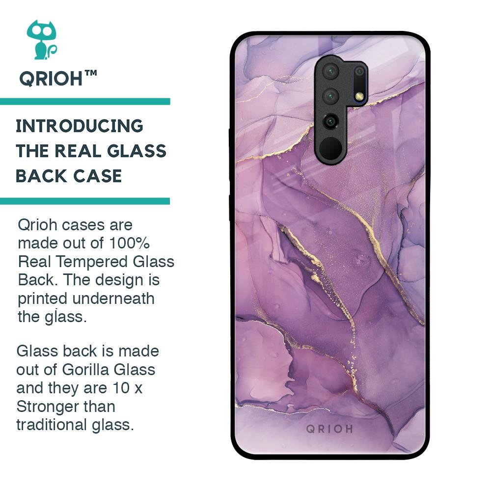 Purple Gold Marble Glass Case for Redmi 9 prime
