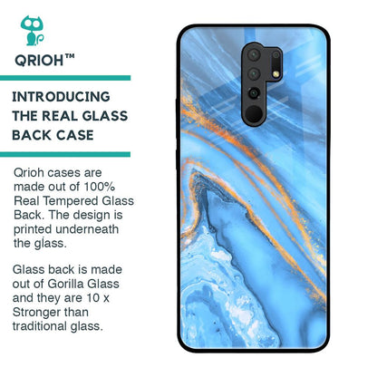 Vibrant Blue Marble Glass Case for Redmi 9 prime