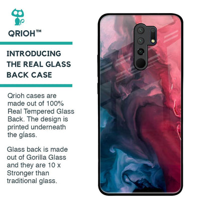 Blue & Red Smoke Glass Case for Redmi 9 prime