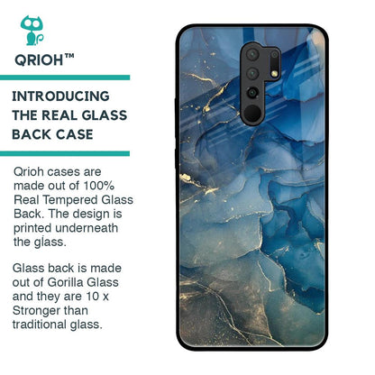Blue Cool Marble Glass Case for Redmi 9 prime