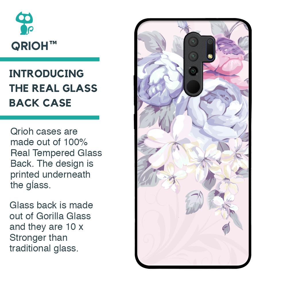 Elegant Floral Glass Case for Redmi 9 prime