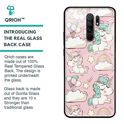 Balloon Unicorn Glass case for Redmi 9 Prime