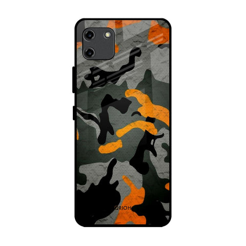 Camouflage Orange Realme C11 Glass Back Cover Online