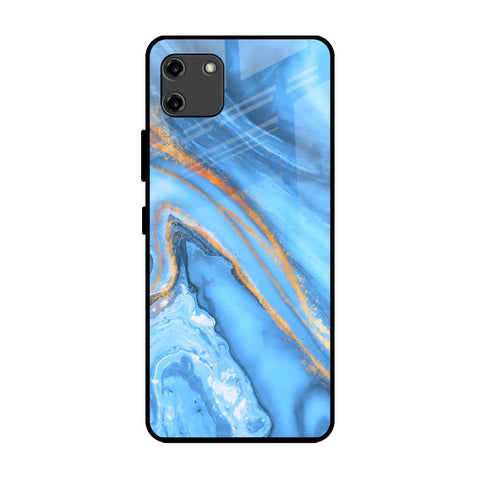 Vibrant Blue Marble Realme C11 Glass Back Cover Online