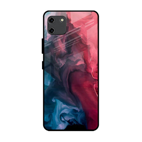 Blue & Red Smoke Realme C11 Glass Back Cover Online
