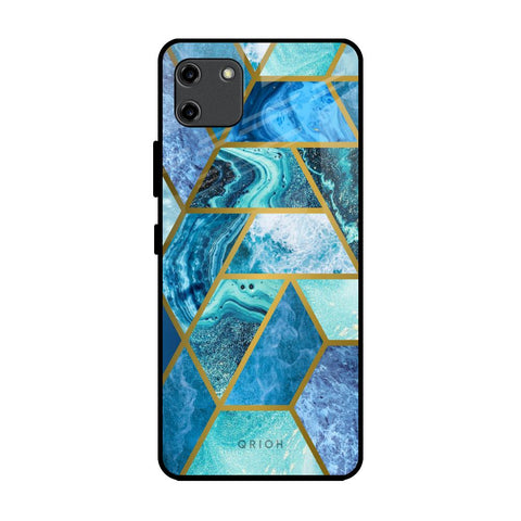 Turquoise Geometrical Marble Realme C11 Glass Back Cover Online