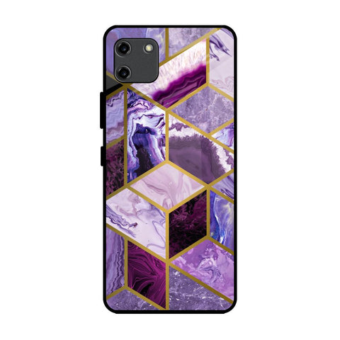 Purple Rhombus Marble Realme C11 Glass Back Cover Online