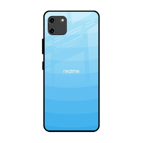 Wavy Blue Pattern Realme C11 Glass Back Cover Online