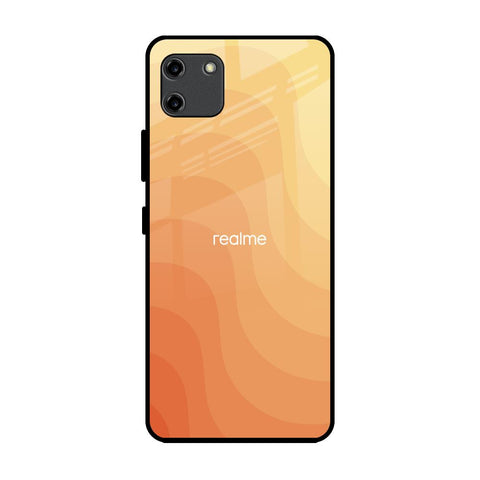 Orange Curve Pattern Realme C11 Glass Back Cover Online