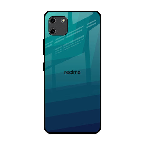 Green Triangle Pattern Realme C11 Glass Back Cover Online