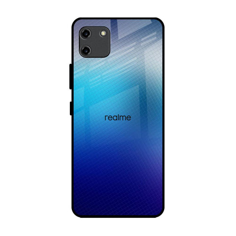 Blue Rhombus Pattern Realme C11 Glass Back Cover Online