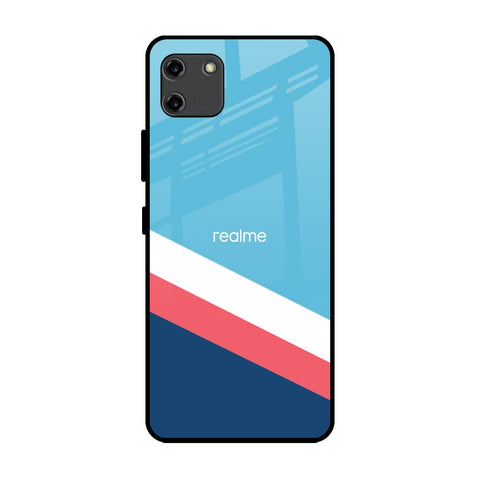 Pink & White Stripes Realme C11 Glass Back Cover Online