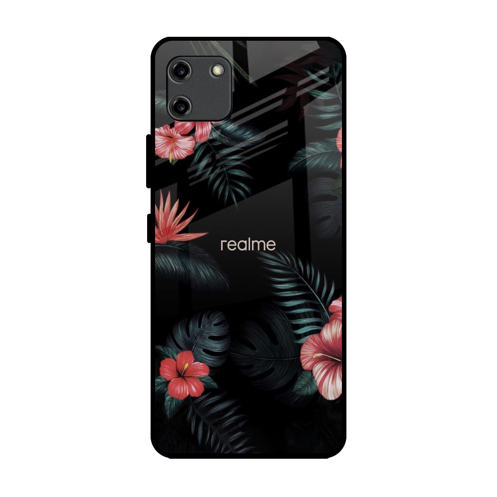 Tropical Art Flower Realme C11 Glass Back Cover Online